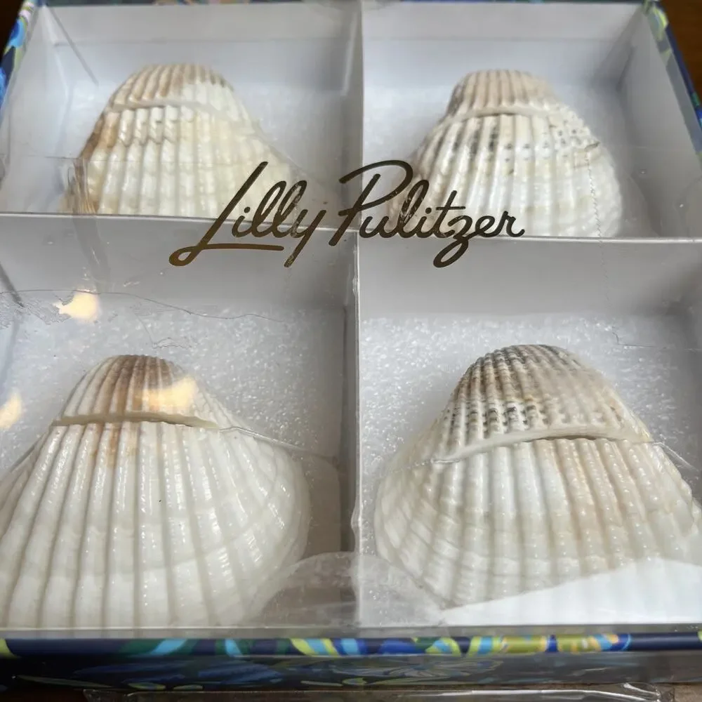 Lilly Pulitzer Seashell Beach Place Card Holder Set of 4 w/set of 12 Table Cards